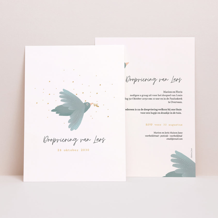 Uitnodigingskaart Doop Oiseau bleu foto