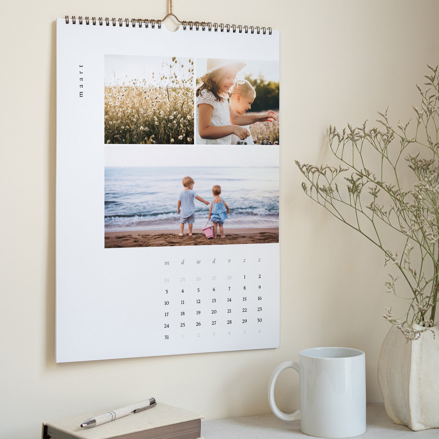 Kalender Eindejaar Muraal A3 Nieuw jaar, foto's van geluk foto N° 3