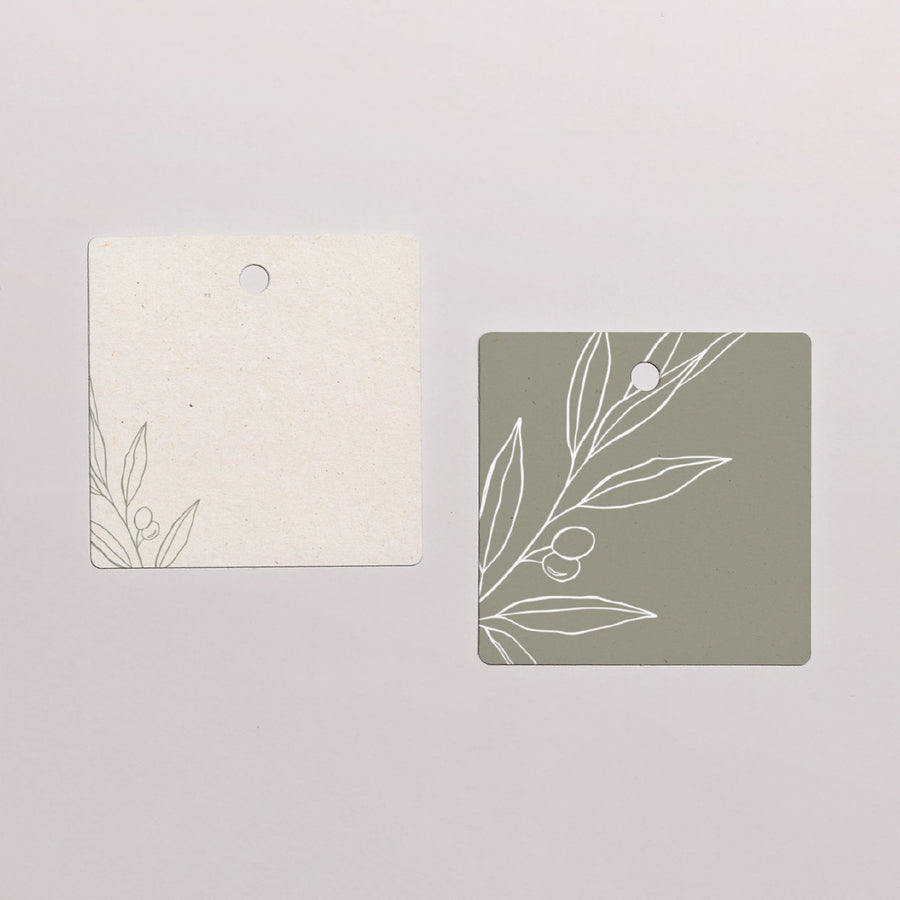 Cadeaulabel Huwelijk Vierkant Olivier papiertextuur foto