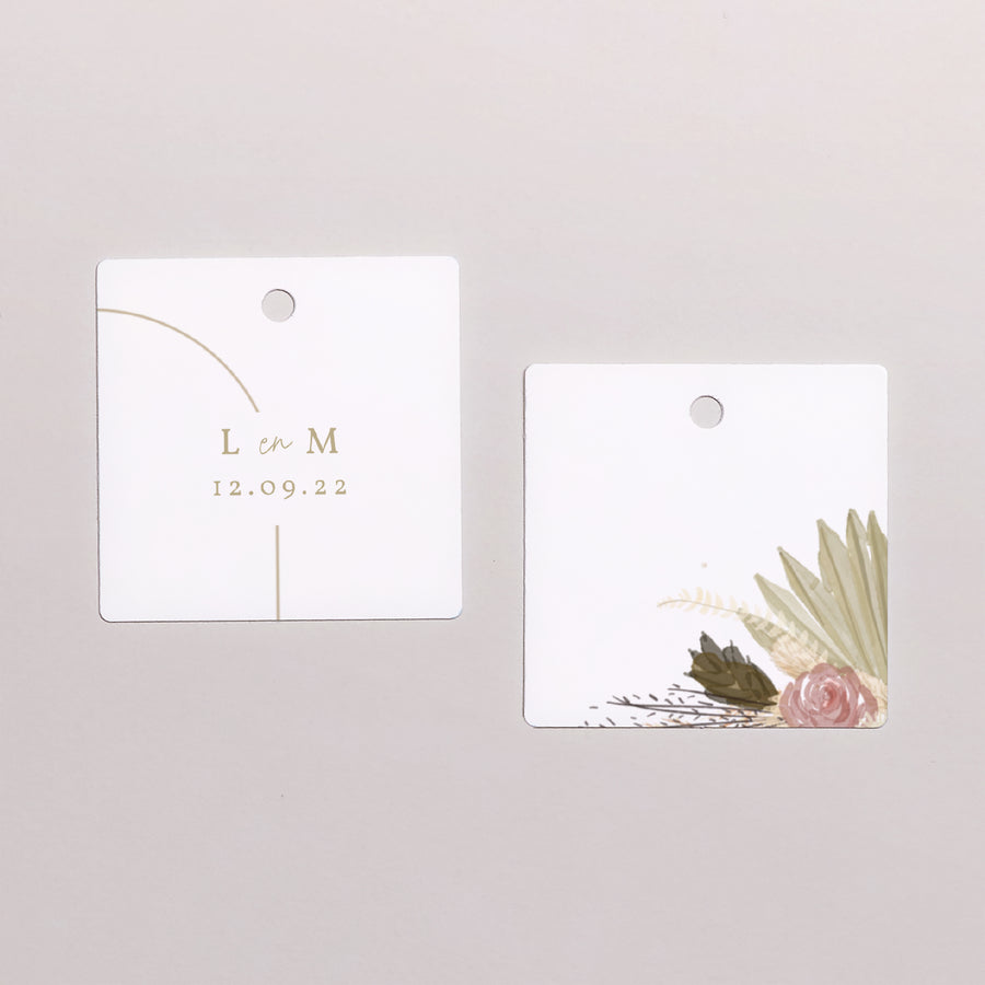 Cadeaulabel Huwelijk Vierkant boho boog foto