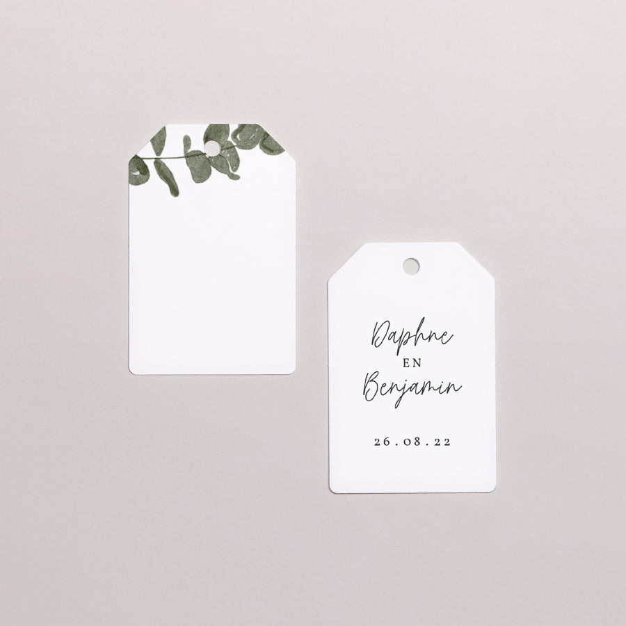 Cadeaulabel Huwelijk Vlag Eucalyptus aquarel foto