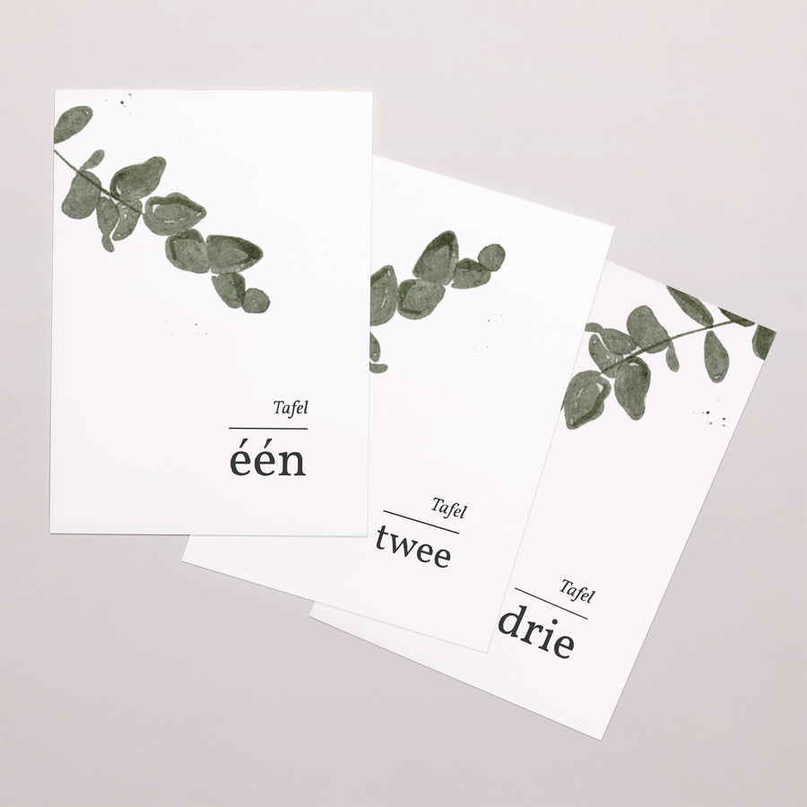 Tafelnummers Huwelijk Rechthoek Eucalyptus aquarel foto