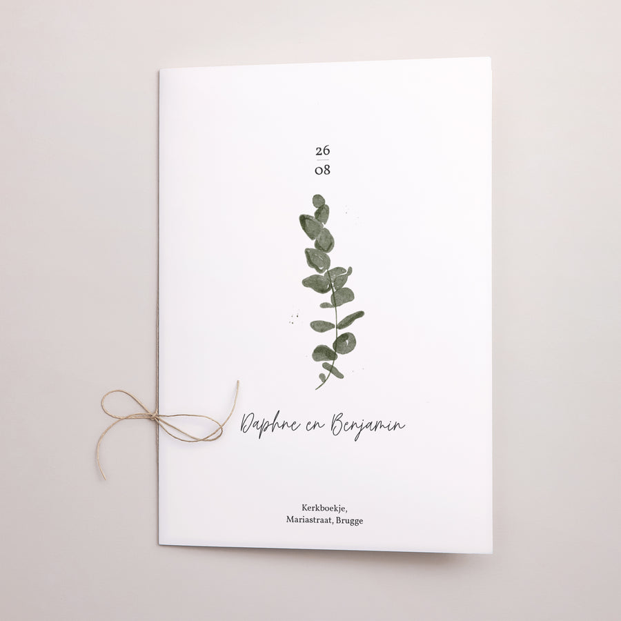 Kerkboekje Huwelijk Dubbele deur Eucalyptus aquarel foto