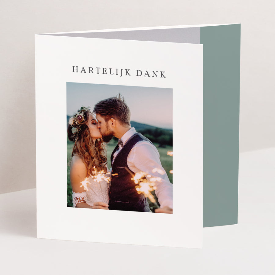 Bedankkaart Huwelijk Asymmetrisch triptiek Pastel bloemen foto