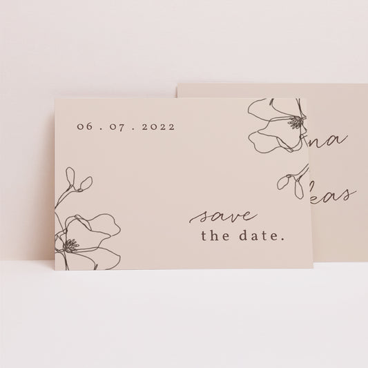 Save the date kaart Huwelijk Landschap Bloemensilhouet III - Kerselaar foto