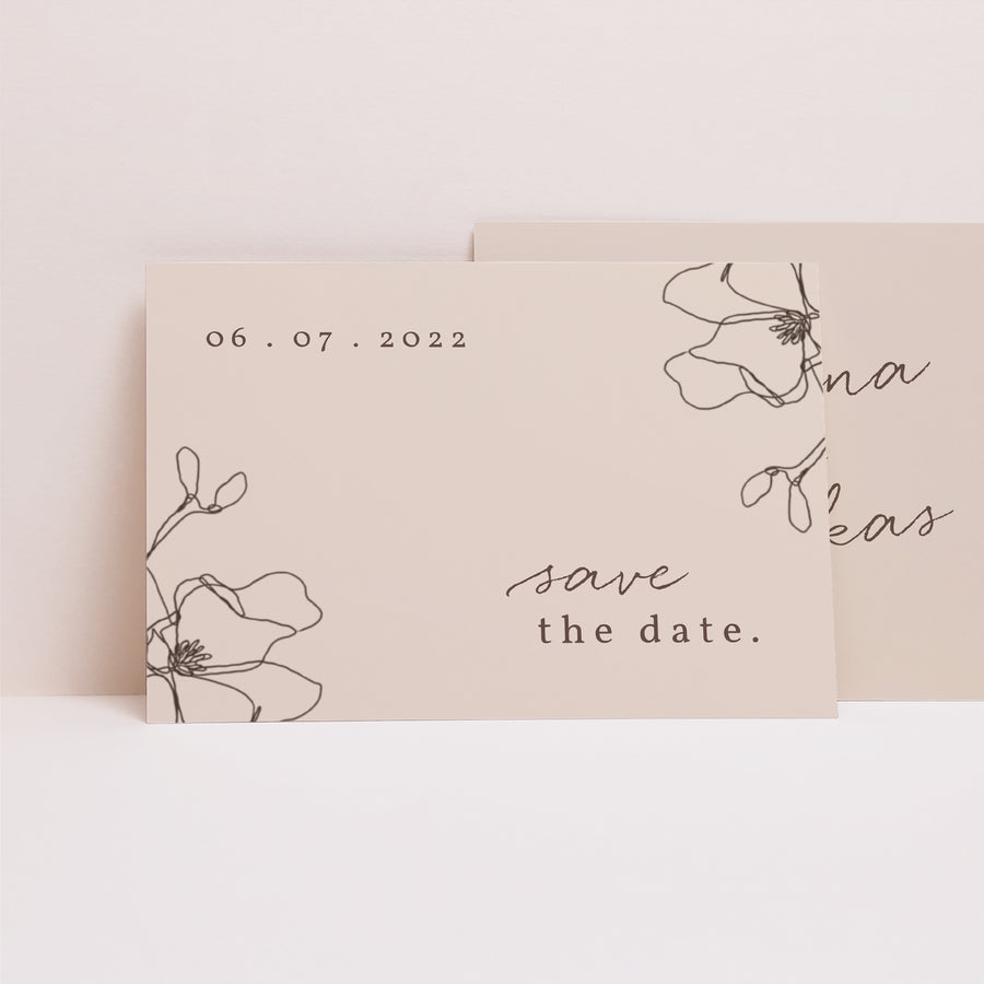 Save the date kaart Huwelijk Landschap Bloemensilhouet III - Kerselaar foto