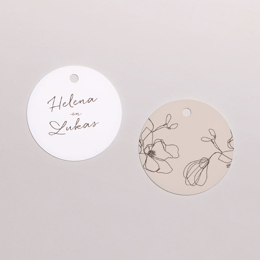 Cadeaulabel Huwelijk Ronde Bloemensilhouet III - Kerselaar foto