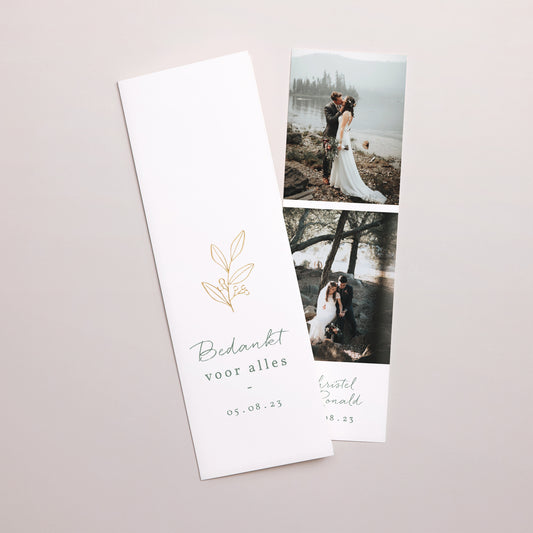 Bedankkaart Huwelijk Fotocabine bladwijzer Romantisch takje foto