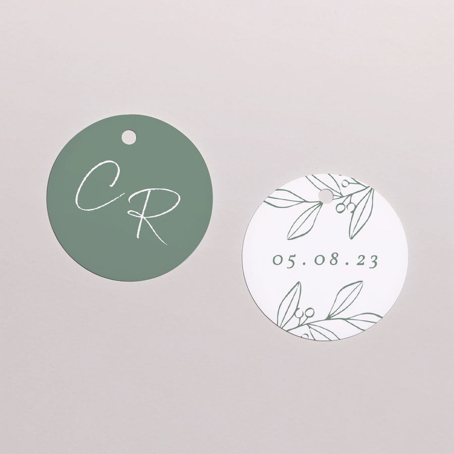 Cadeaulabel Huwelijk Ronde Romantisch takje foto