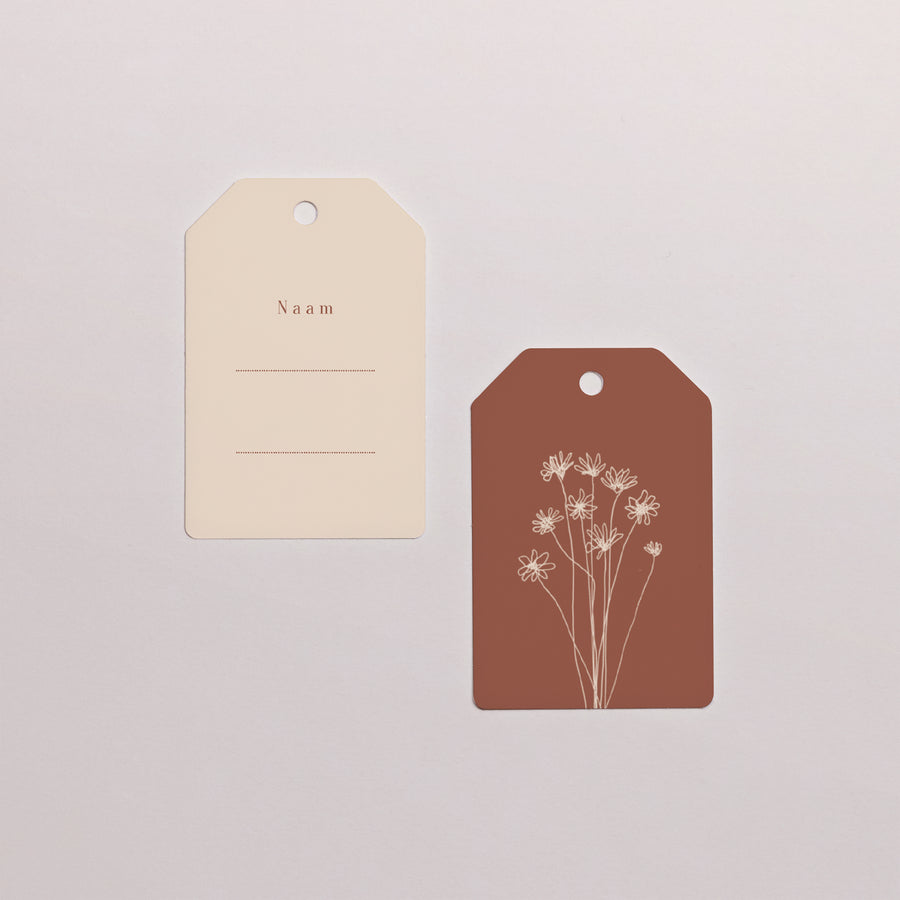Cadeaulabel Huwelijk Vlag Silhouet - veldbloemen foto