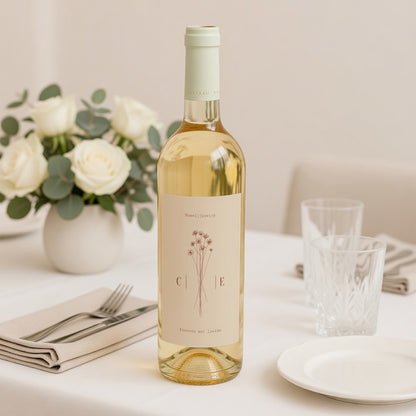 Flesetiket Huwelijk Portret Silhouet - veldbloemen foto N° 2