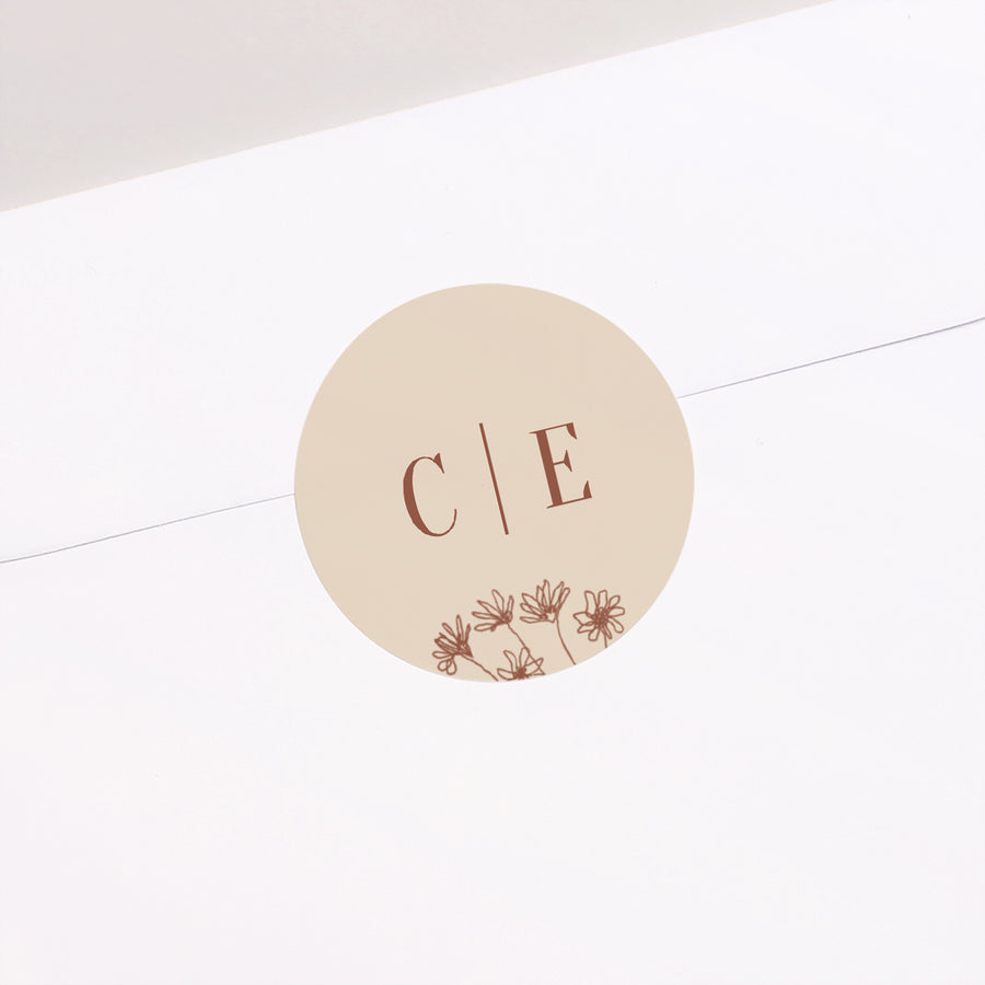 Sticker Huwelijk Cirkel Silhouet - veldbloemen foto