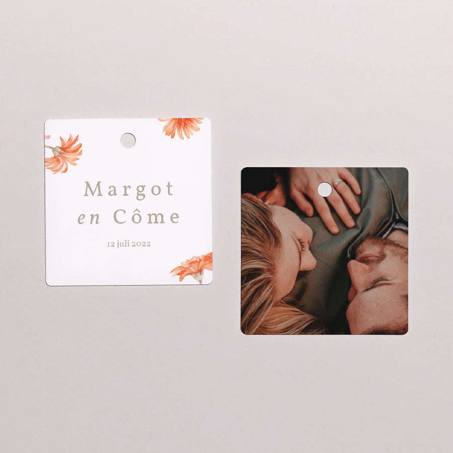 Cadeaulabel Huwelijk Vierkant Zomerzonnewende krans foto