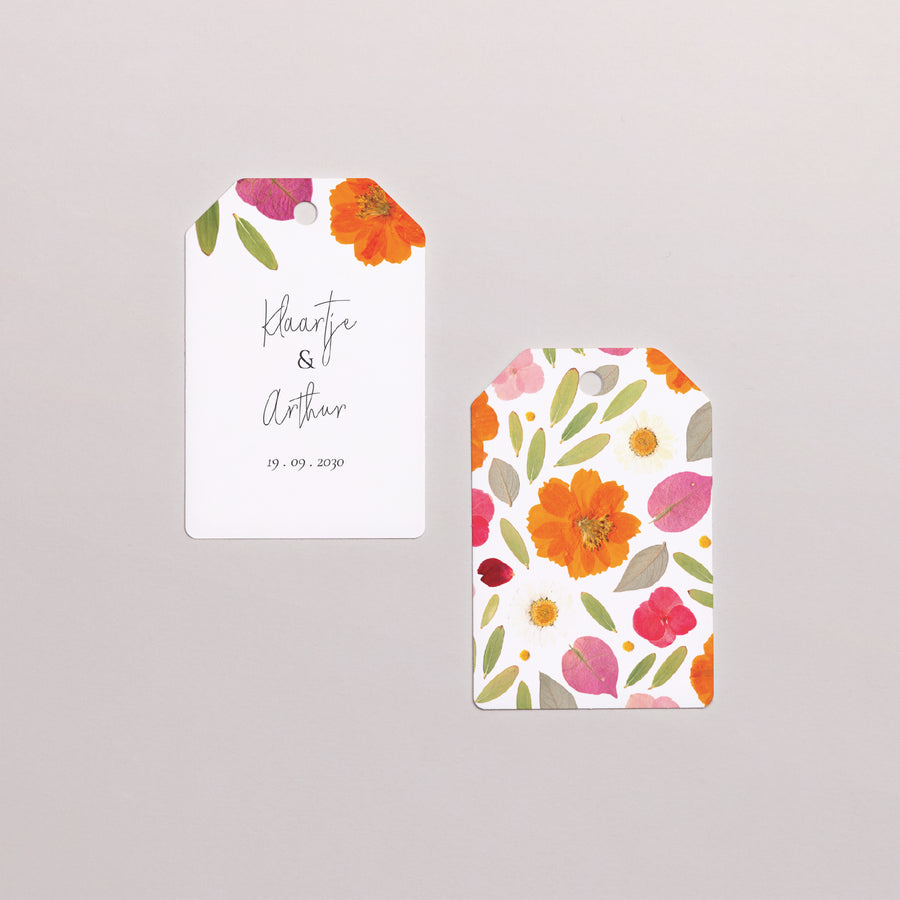 Cadeaulabel Huwelijk Vlag Herbarium bloemenpracht foto