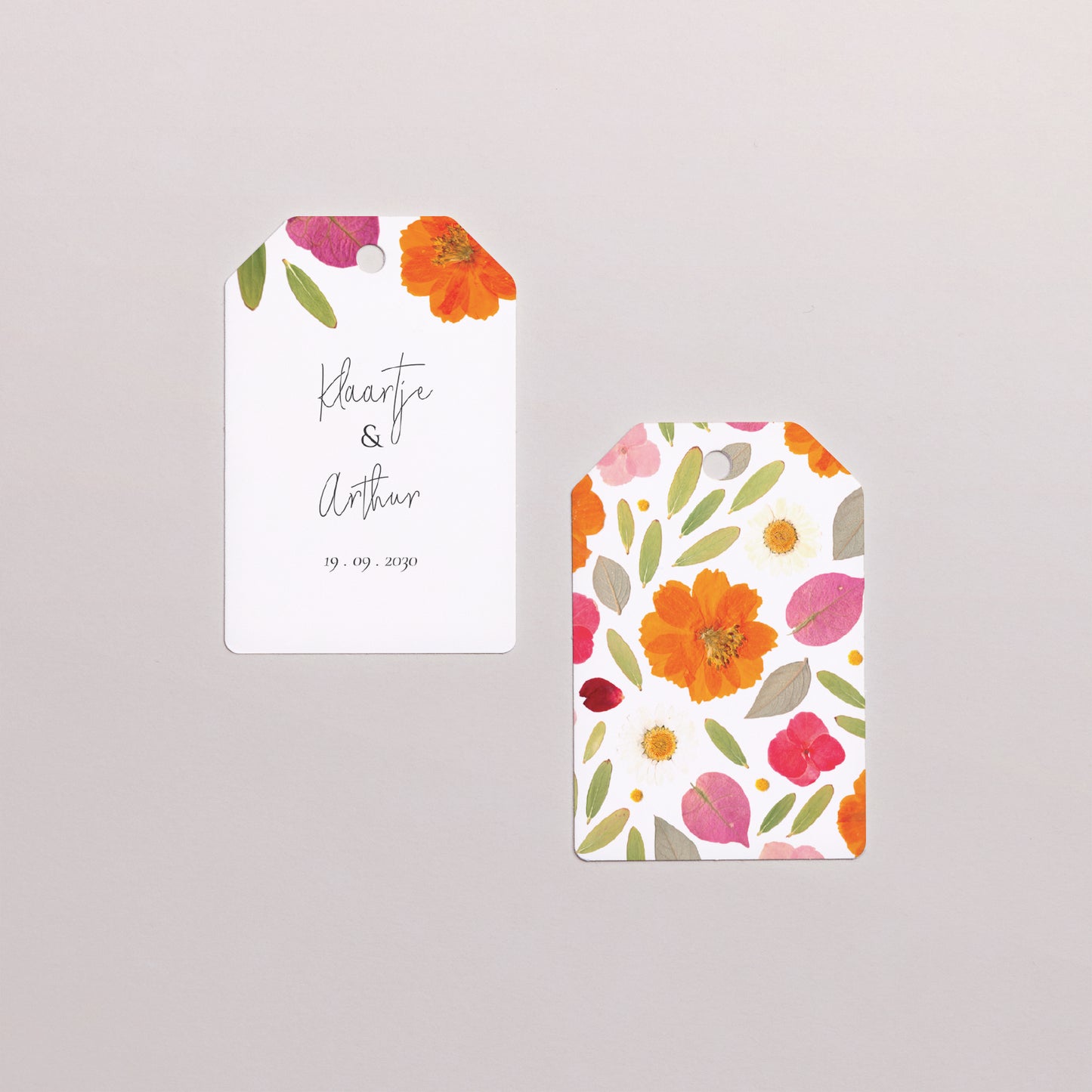 Doosje voor suikerbonen Huwelijk bal met vlaglabel Herbarium bloemenpracht foto N° 4