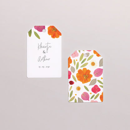 Doosje voor suikerbonen Huwelijk bal met vlaglabel Herbarium bloemenpracht foto N° 4