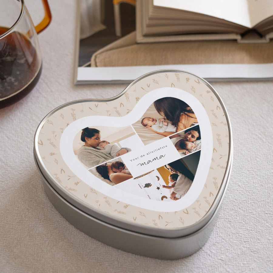 Metalen doos Objecten Hart Klein herbarium voor mama foto