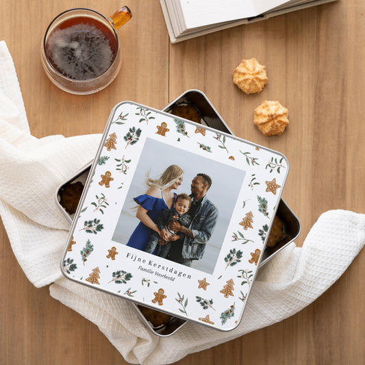 Metalen doos Eindejaar Vierkant kerstkoekjes foto