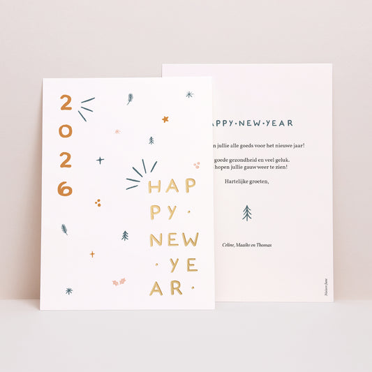 Wenskaart Eindejaar Feestelijk motief foto