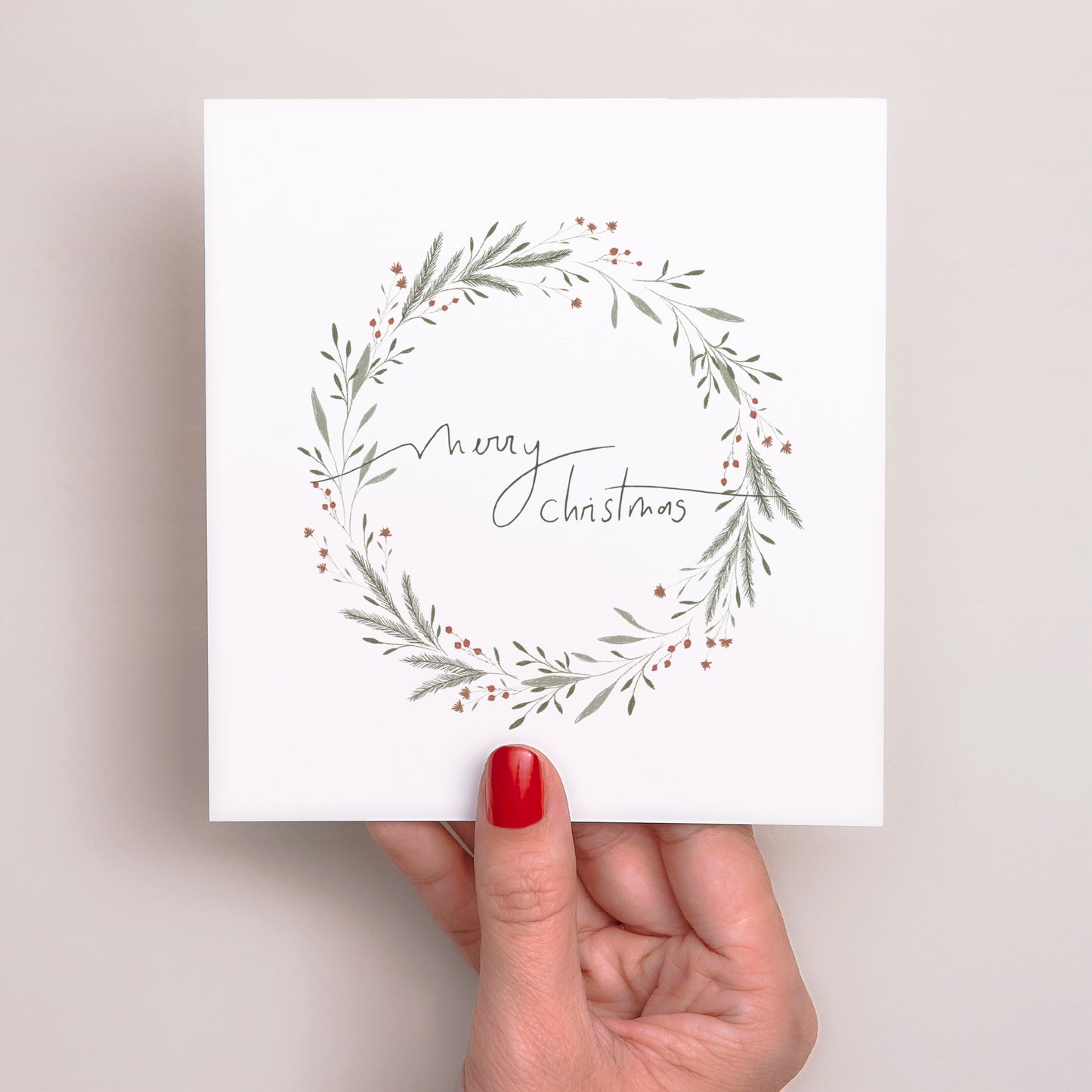 Kerstkaart Eindejaar Vierkant Winterzonnewendekrans foto N° 2