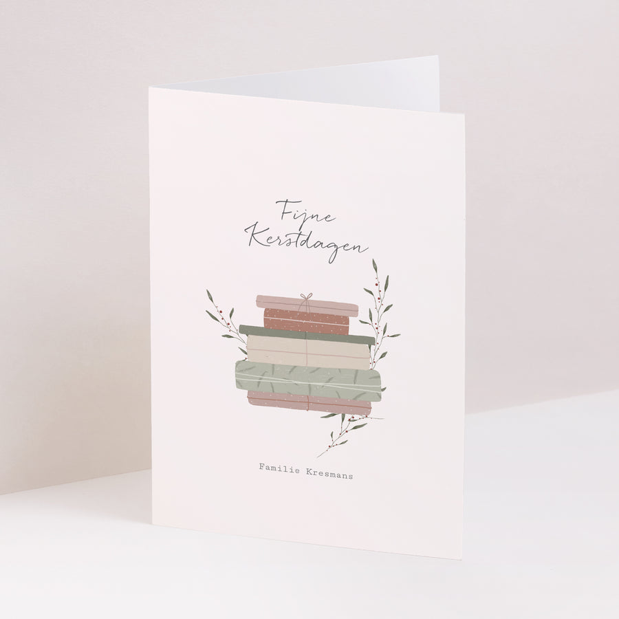 Kerstkaart Eindejaar Portret dubbele vouw Vintage geschenken foto