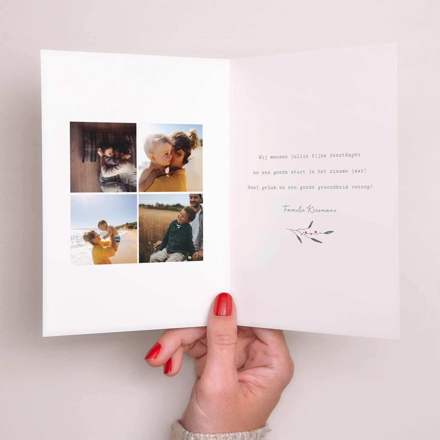 Kerstkaart Eindejaar Portret dubbele vouw Vintage geschenken foto N° 2