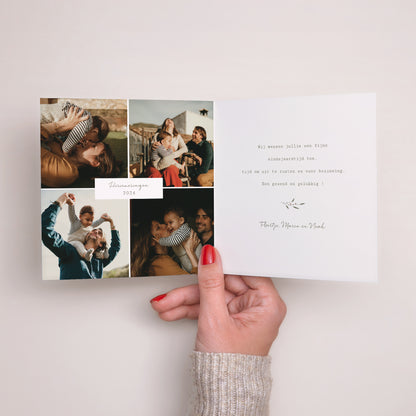 Kerstkaart Eindejaar Dubbel vierluik Kruiden- en bloemenkrans foto N° 2