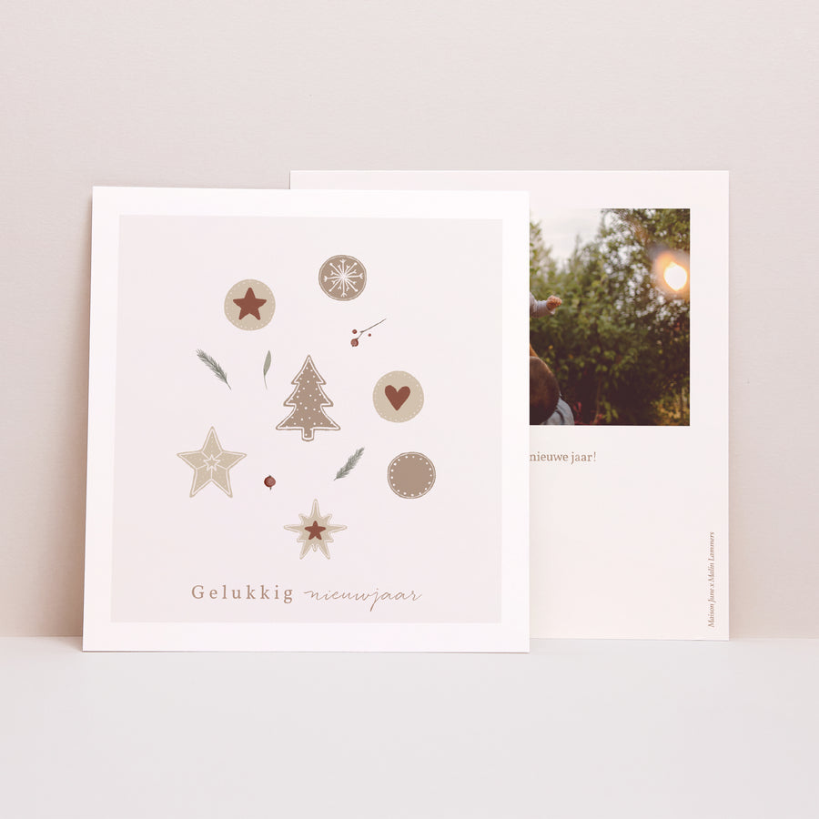 Kerstkaart Eindejaar Vierkant Cookies Ontwerp foto