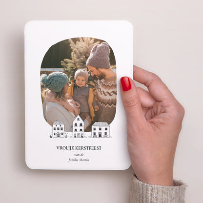 Kerstkaart Eindejaar Portret, afgeronde randen Zwart-wit illustraties foto N° 2