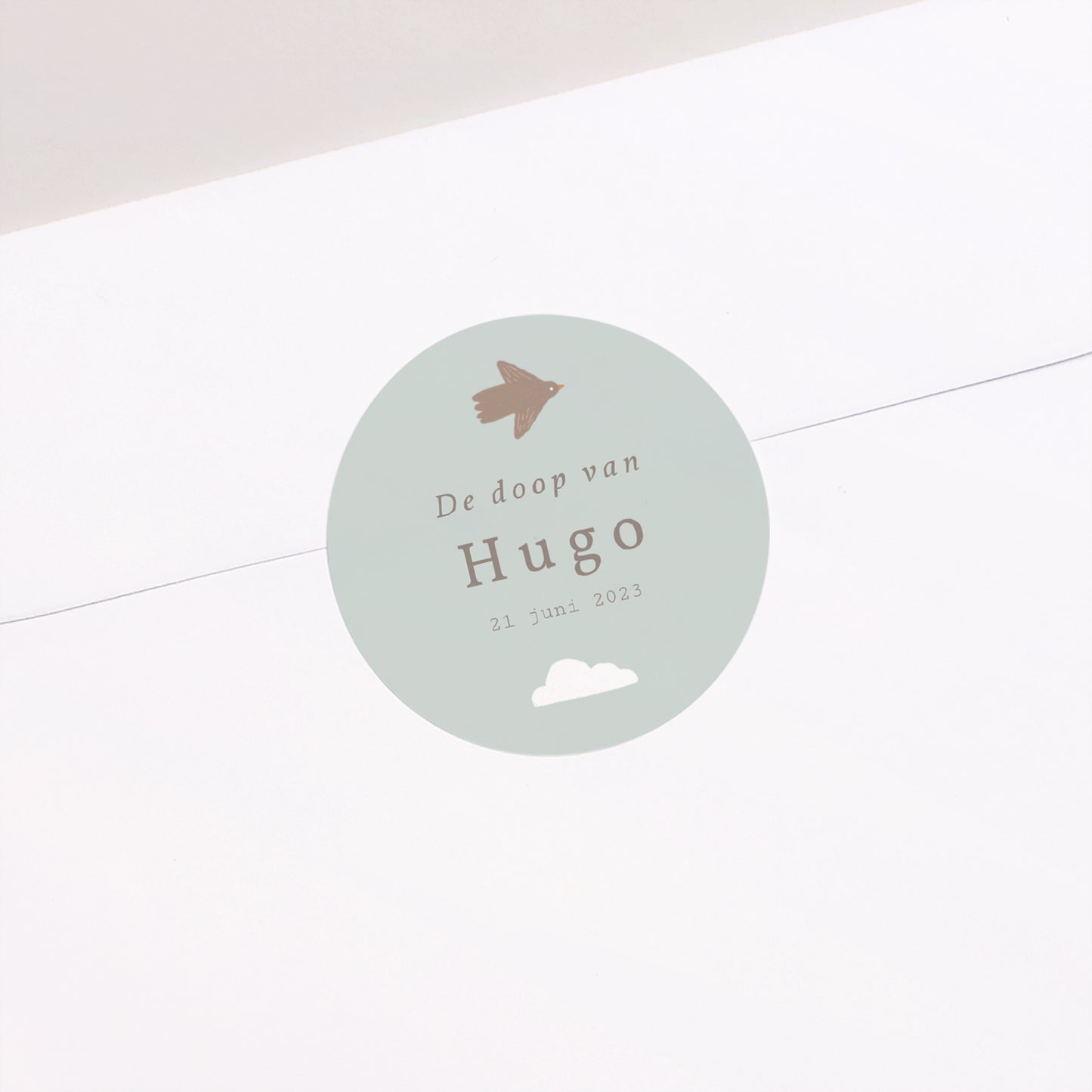 Sticker Doop Cirkel Vogel, wolken en olijftak II foto N° 1