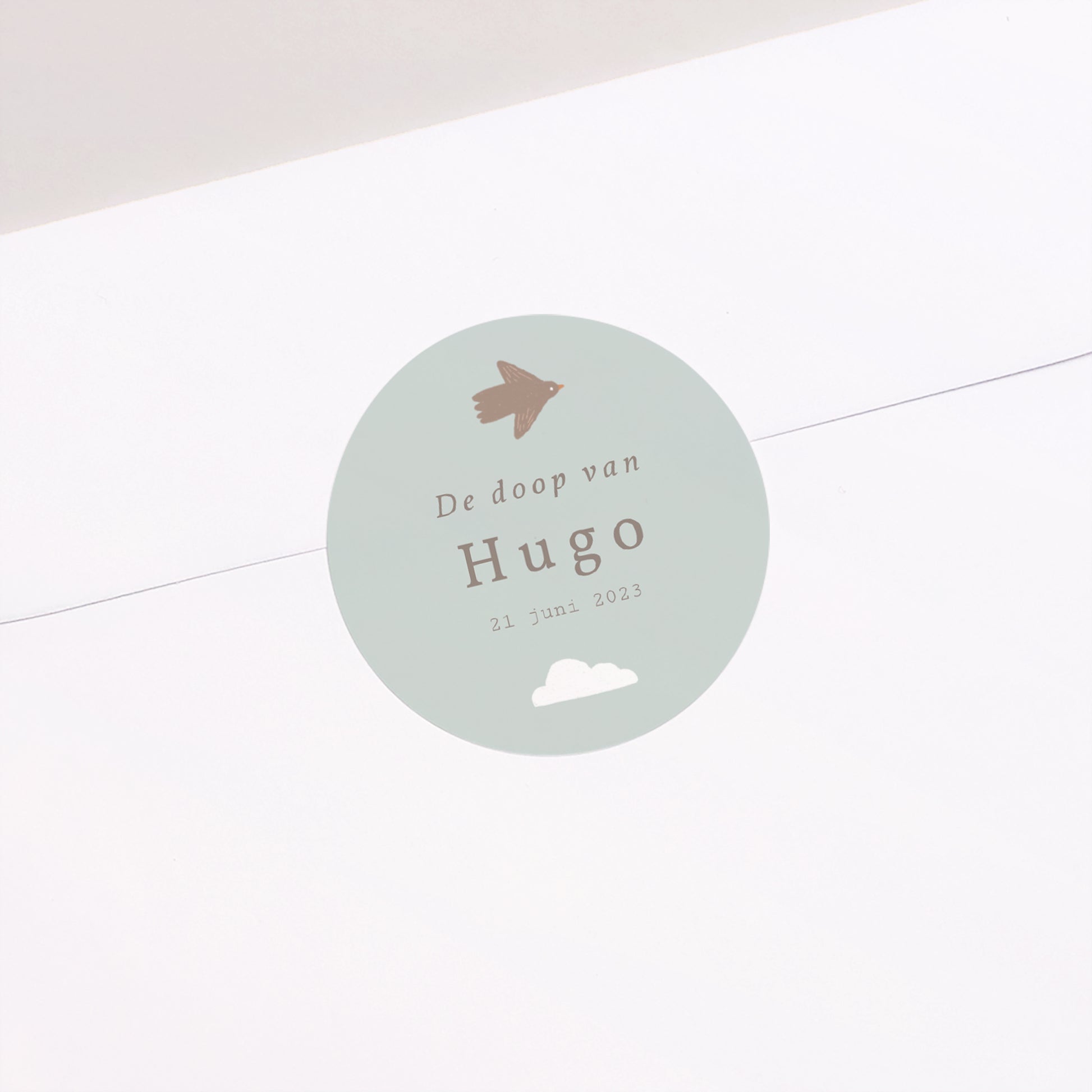 Sticker Doop Cirkel Vogel, wolken en olijftak II foto N° 1