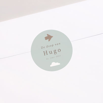 Sticker Doop Cirkel Vogel, wolken en olijftak II foto N° 1