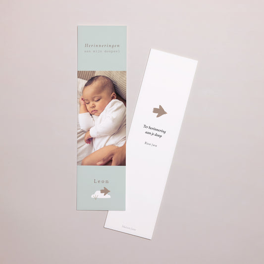 Boekenlegger Doop Bladwijzer Vogel, wolken en olijftak III foto