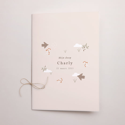 Kerkboekje Doop Dubbele deur Vogel, wolken, en olijf tak IV foto