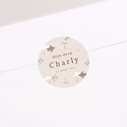 Sticker Doop Cirkel Vogel, wolken, en olijf tak IV foto N° 1