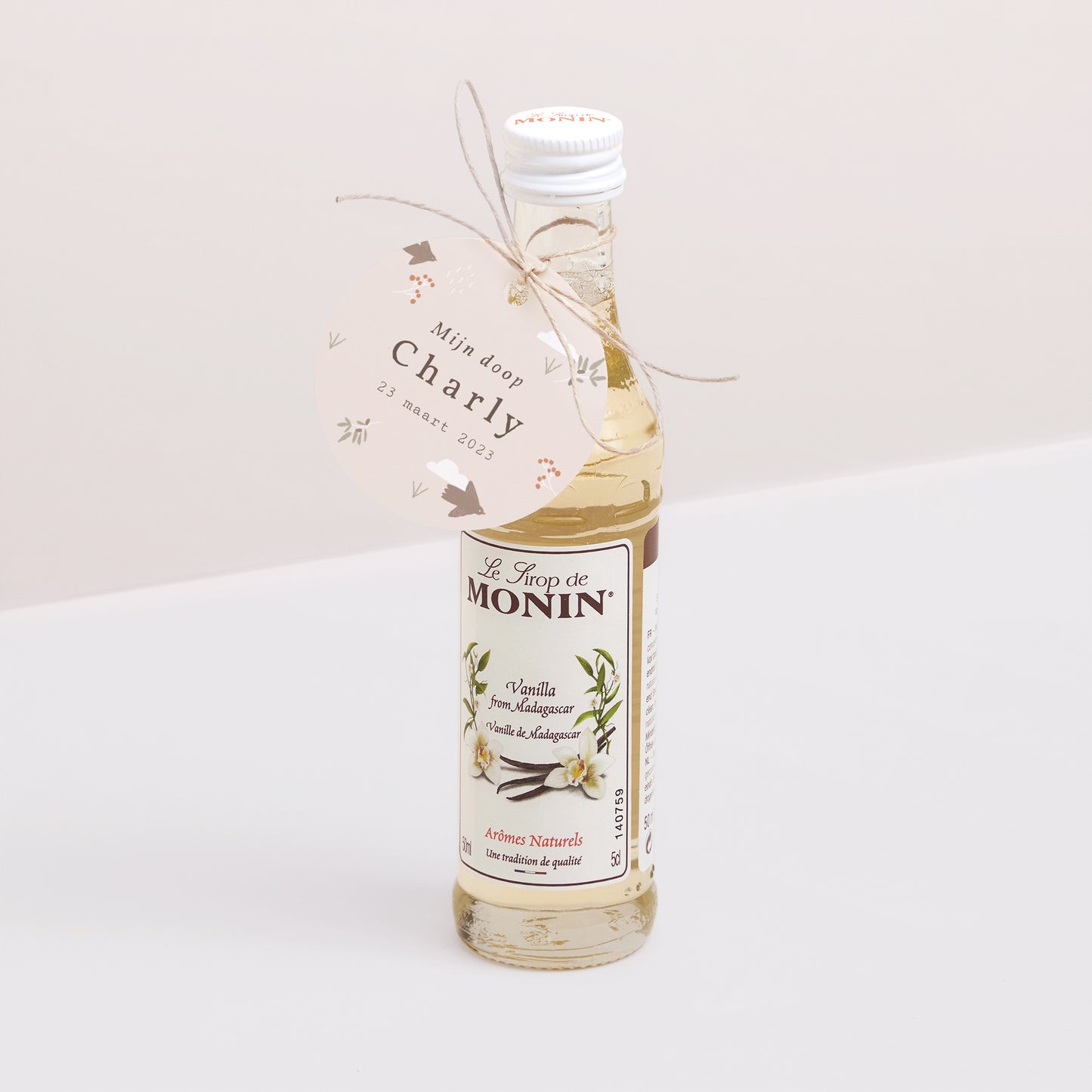 Cadeaulabel Doop Ronde Vogel, wolken en olijf tak 4 foto N° 3