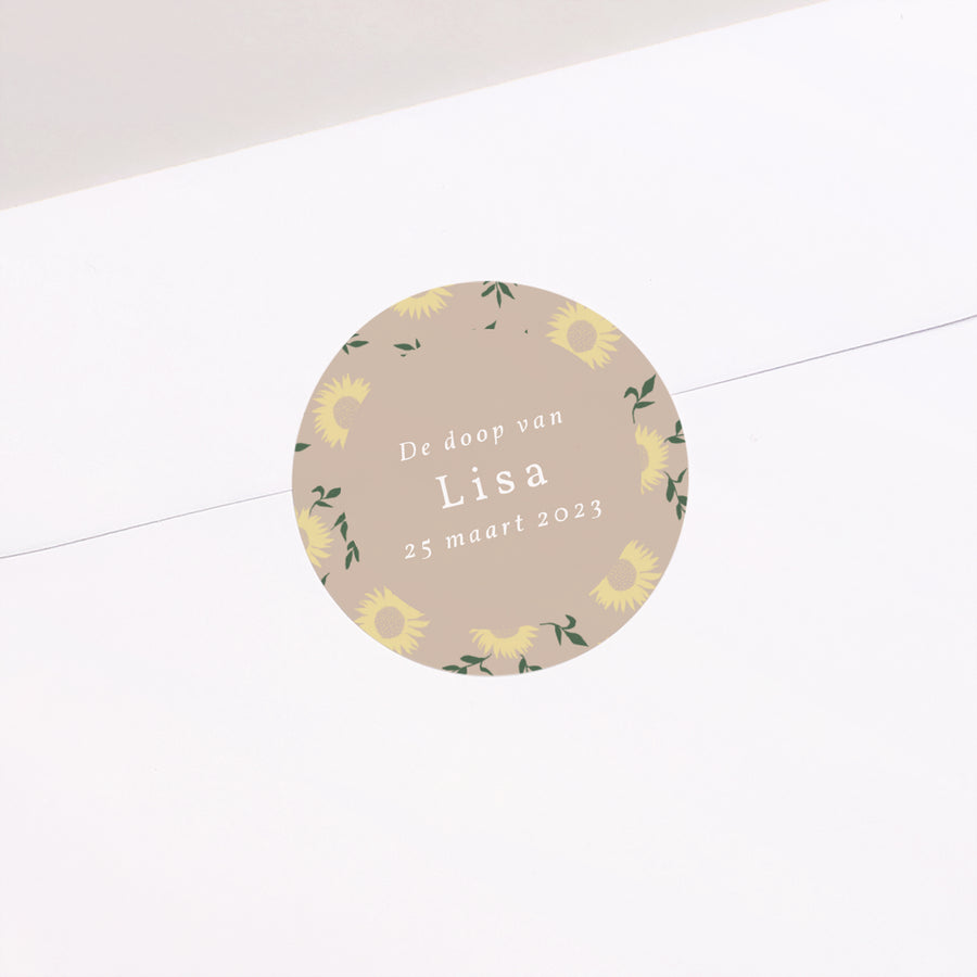 Sticker Doop Cirkel Zonnebloemen, patronen, meisje foto