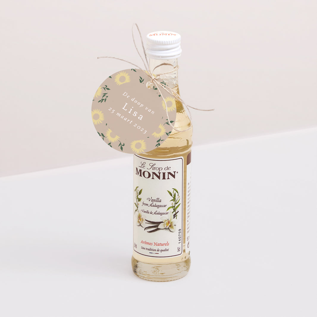 Cadeaulabel Doop Ronde Zonnebloemen, patronen, meisje foto N° 3