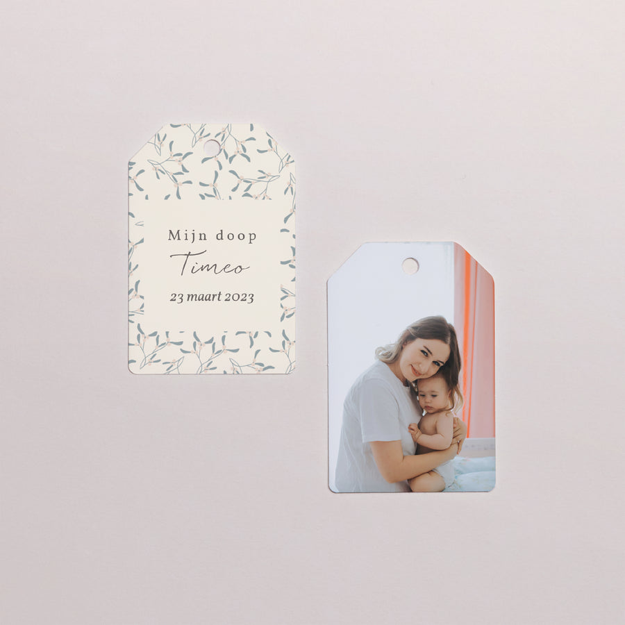 Cadeaulabel Doop Vlag Baby jongen kussen foto