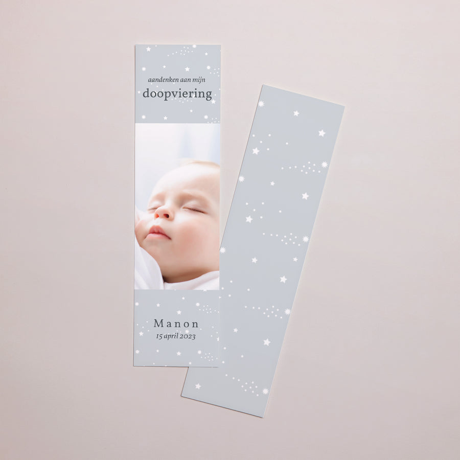 Boekenlegger Doop Bladwijzer Goddelijke sterren, grijs foto
