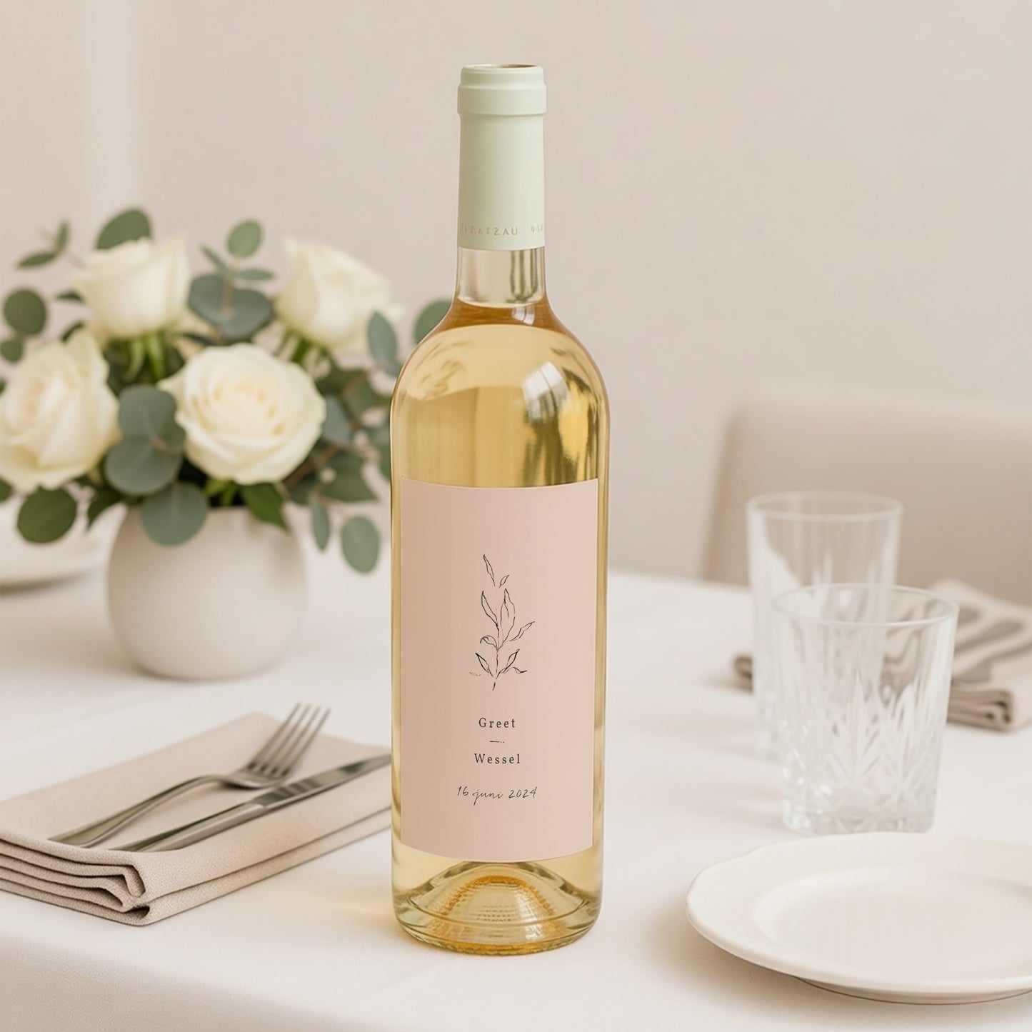 Flesetiket Huwelijk Portret Voorjaarstakje foto N° 2