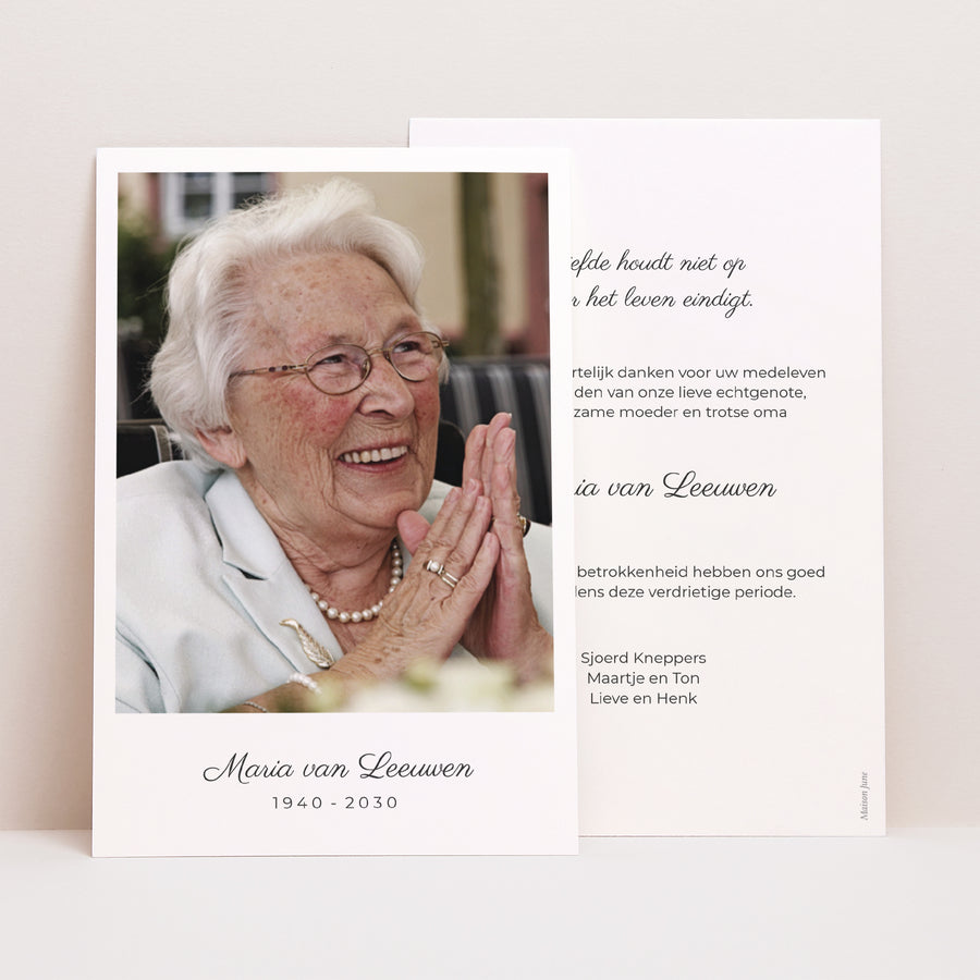 Bedankkaart Overlijden Portret Foto Eenvoudig foto