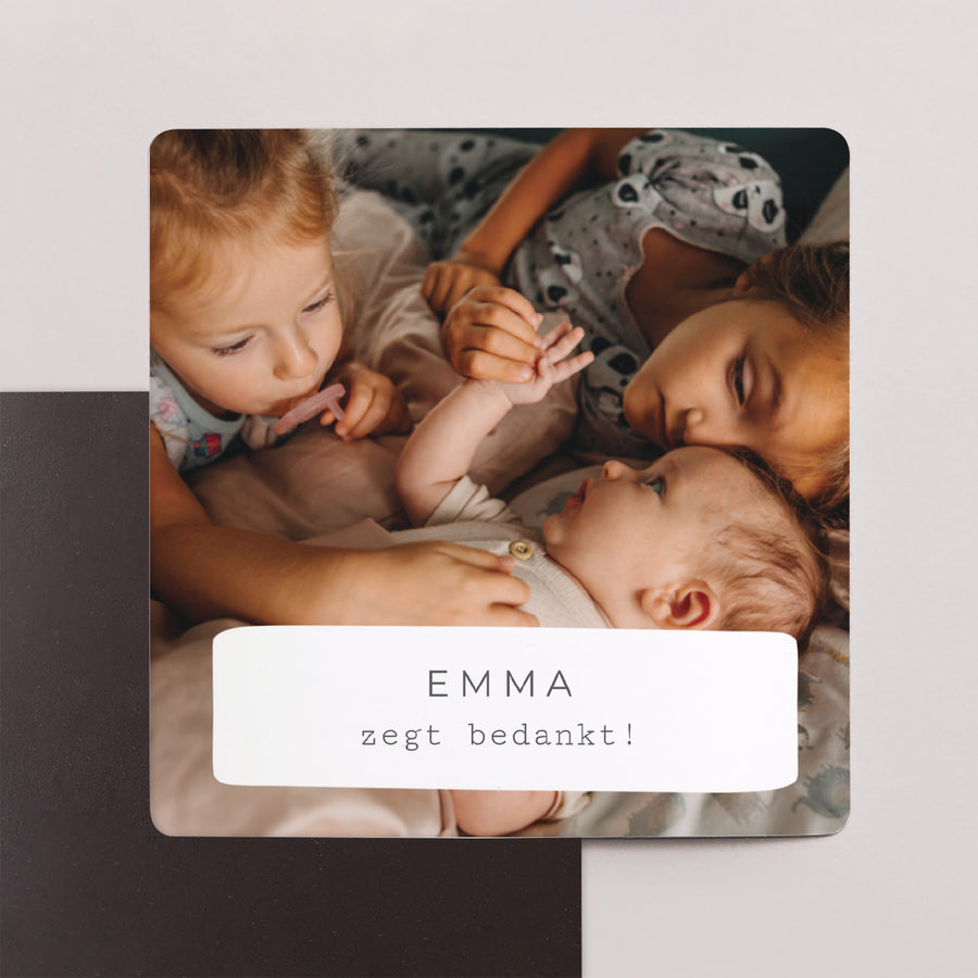 Bedankkaart Geboorte Set van 9, magnetisch. Kraft Pictos foto