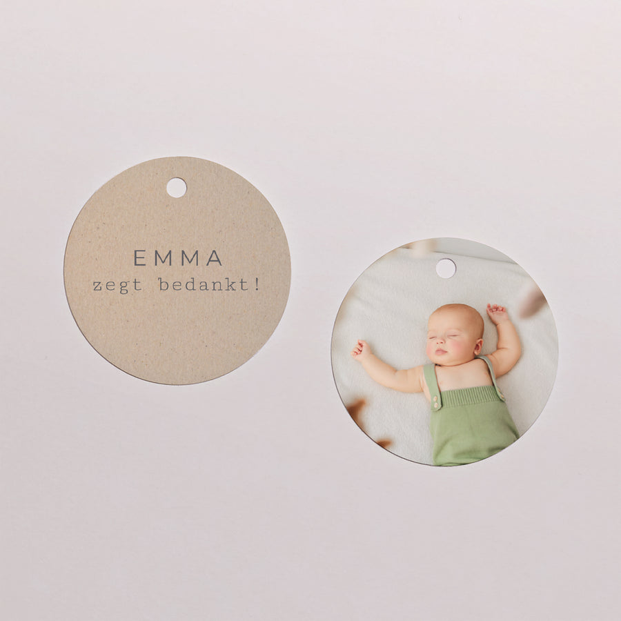 Cadeaulabel Geboorte Ronde Kraft Pictos foto