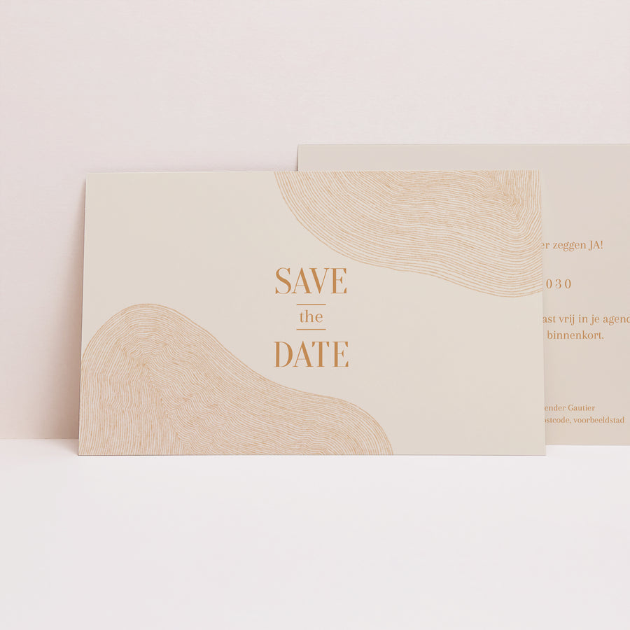 Save the date kaart Huwelijk Landschap Okerkleuren foto