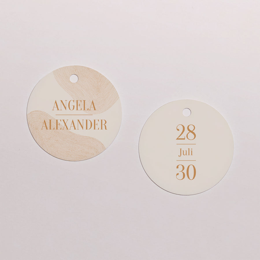 Cadeaulabel Huwelijk Ronde Okerkleuren foto