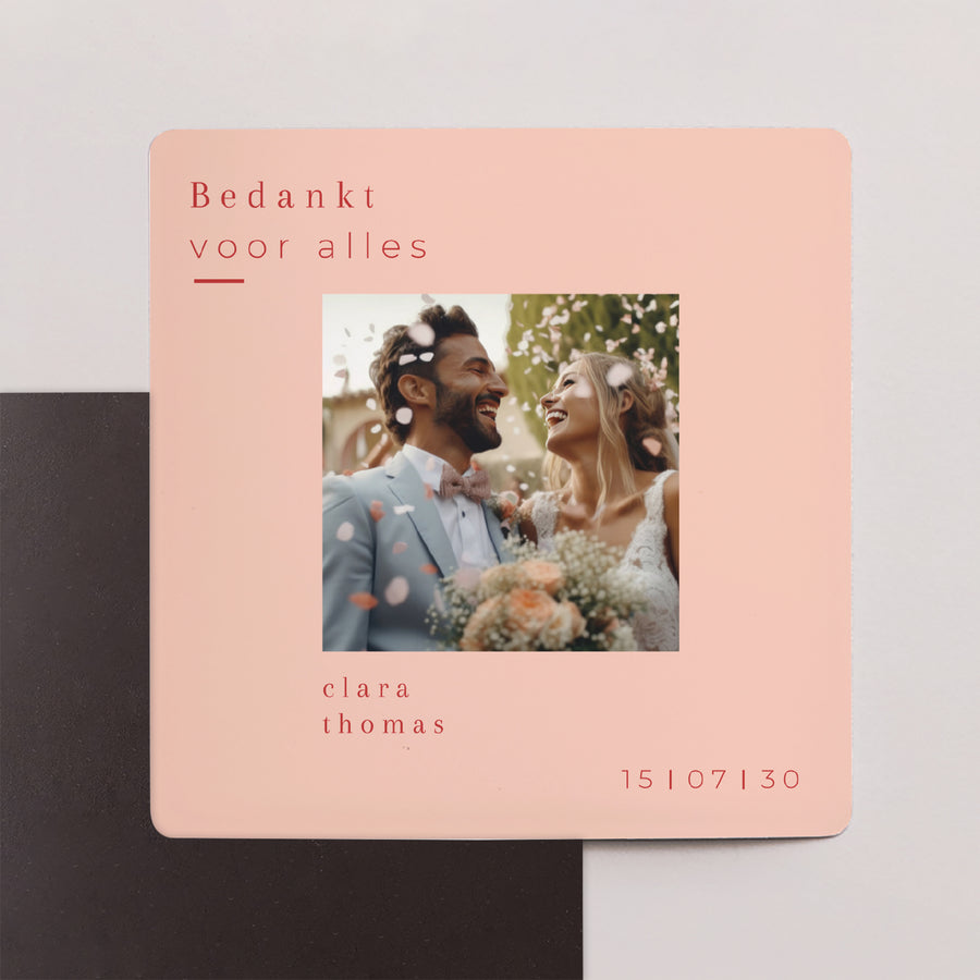 Bedankkaart Huwelijk Set van 9, magnetisch. Citrusvruchten kleuren foto