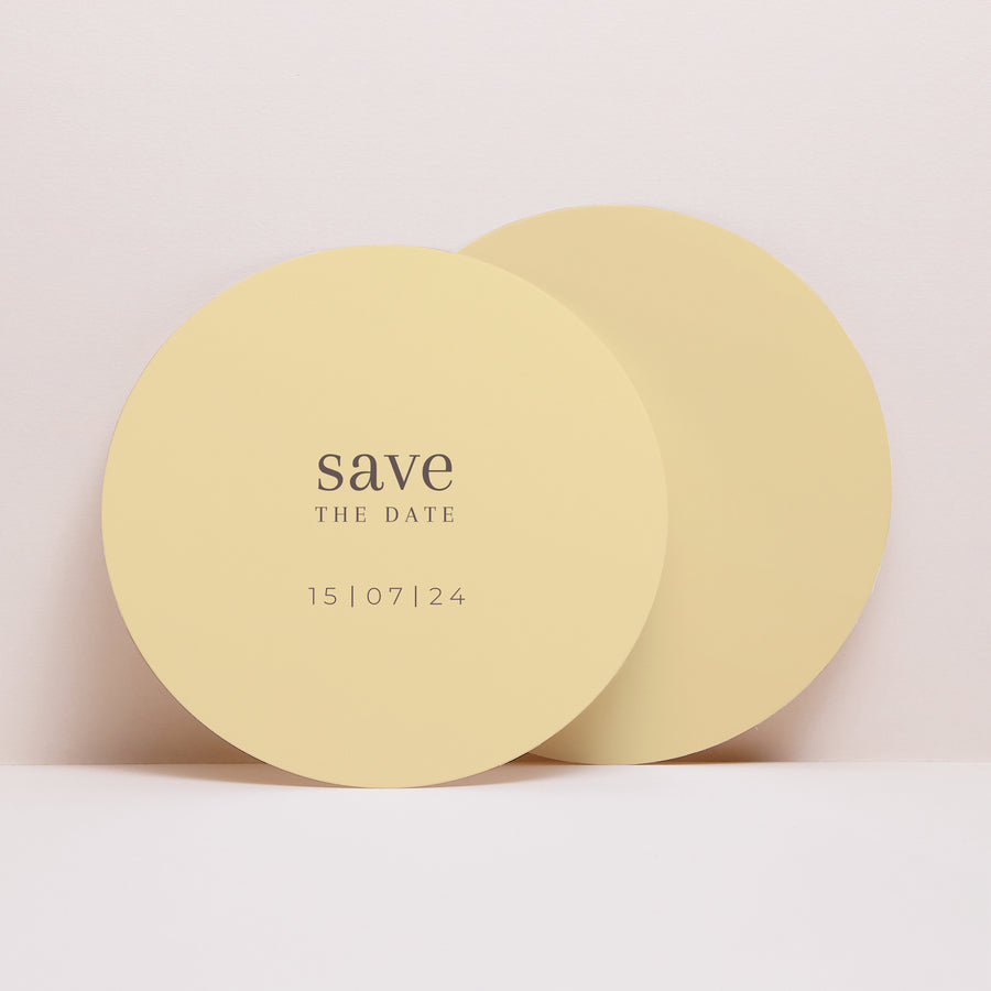 Save the date kaart Huwelijk Rond Citrusvruchten kleuren foto