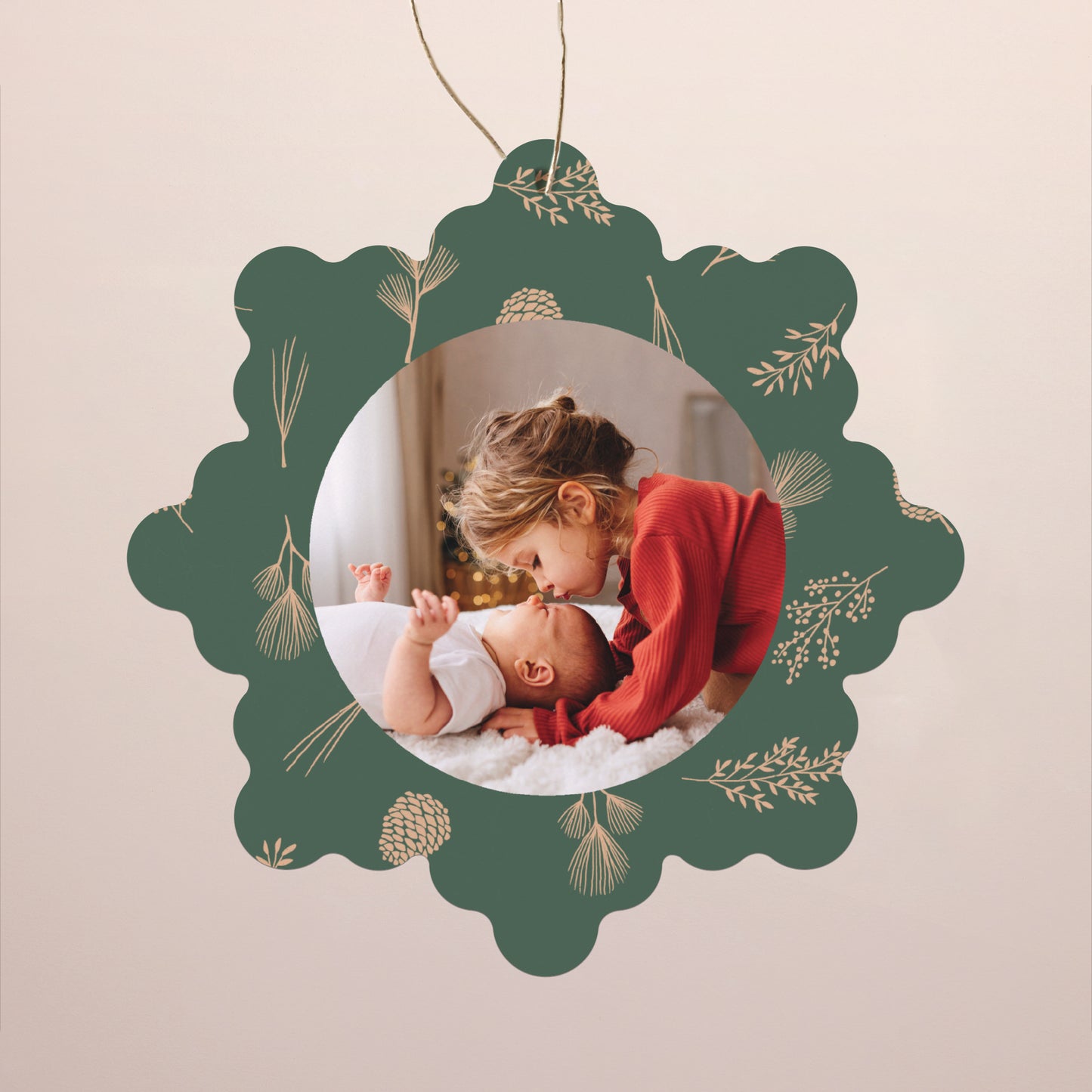 Kerstkaart Eindejaar Sneeuwvlok om op te hangen Tedere kerst foto N° 1