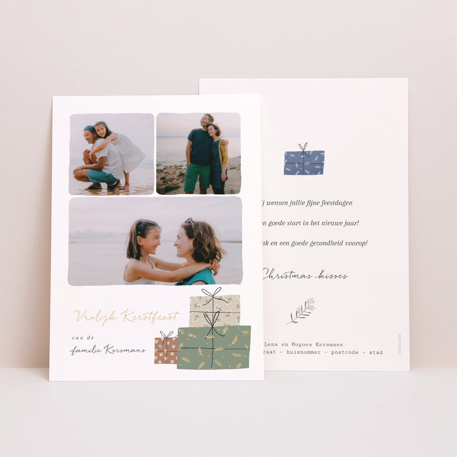 Kerstkaart Eindejaar Geschenken foto